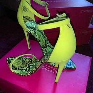 Neon snake skin heels!  Work twice